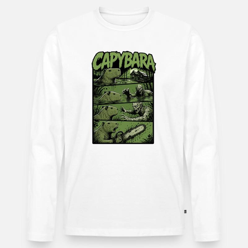 Zombie Sumpf Capybara - Männer Premium Bio Langarmshirt - Weiß