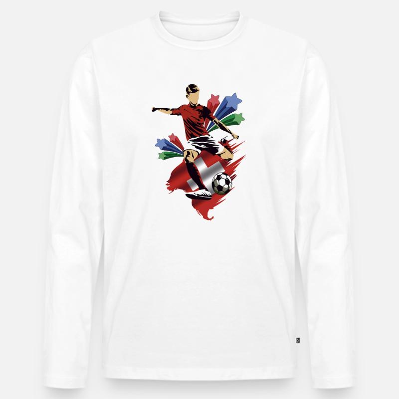 Schweiz - Schweizer - Flaggen - Männer Premium Bio Langarmshirt - Weiß