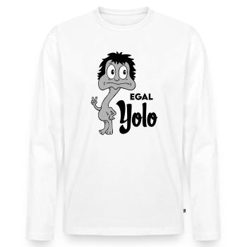 Sprüche Lustige Comic Egal Yolo - Männer Premium Bio Langarmshirt - Weiß - Vorne - Nico (187cm)