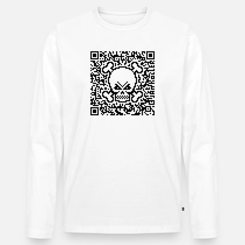 Skull / Skull (Quick Response Code / P) Men's Premium Organic Long Sleeve Shirt