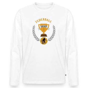 Federball Sieger Pokal Turnier Spiel 1. Platz - Männer Premium Bio Langarmshirt - Weiß - Vorne - Nico (187cm)