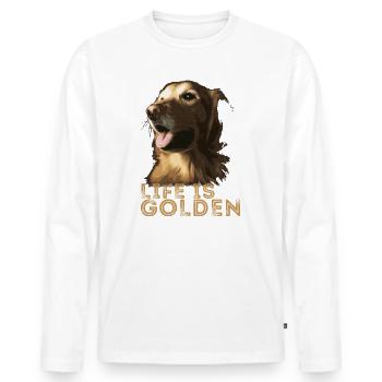 Dog Art Life Is Golden Retriever Dog T Shirt - Men's Premium Organic Long Sleeve Shirt - white - Front - Nico (187cm)