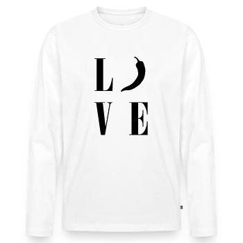 Chili Love, geschenk scharf essen chili schote - Männer Premium Bio Langarmshirt - Weiß - Vorne - Nico (187cm)