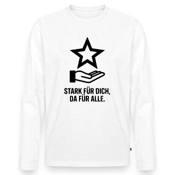 Stark für dich, da für alle - Männer Premium Bio Langarmshirt - Weiß - Vorne - Nico (187cm)