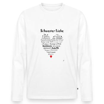 Soeur - Coeur - Amour - Frères et Soeurs - Cadeau - T-shirt manches longues Premium bio Homme - blanc - Devant - Nico (187cm)