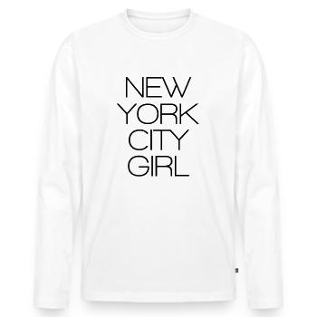 New York - Men's Premium Organic Long Sleeve Shirt - white - Front - Nico (187cm)
