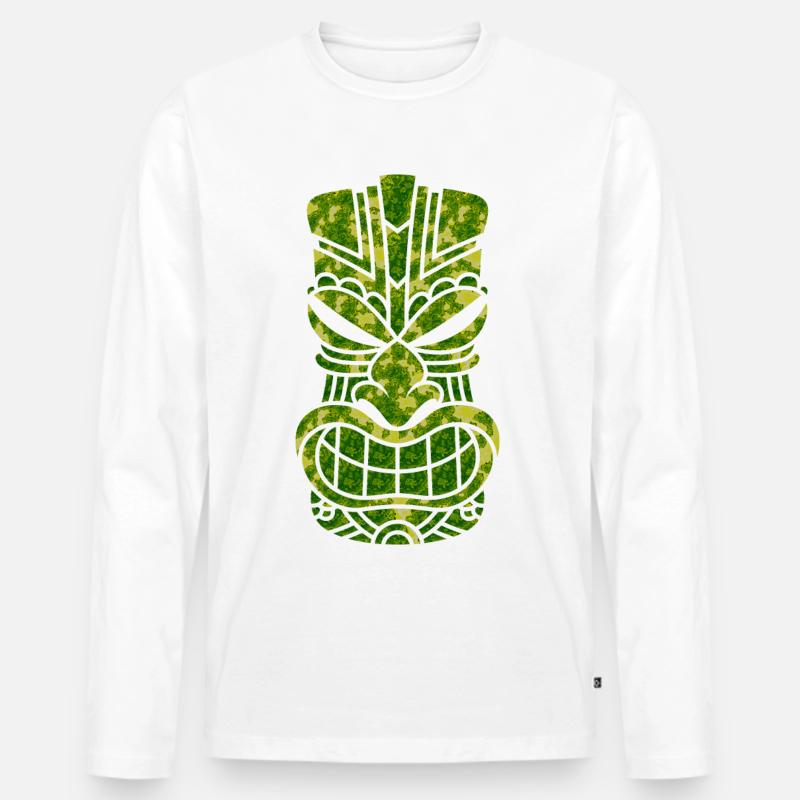 Tū des wütenden Gesichts - Männer Premium Bio Langarmshirt - Weiß