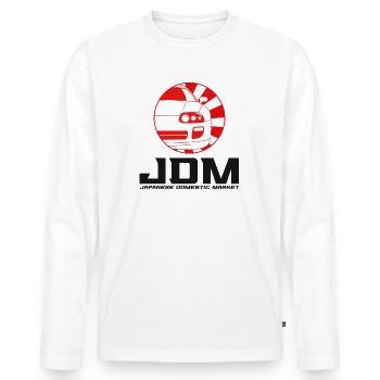 Auto JDM - oben - Männer Premium Bio Langarmshirt - Weiß - Vorne - Nico (187cm)