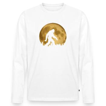 Bigfoot pleine lune nuit marche Sasquatch - T-shirt manches longues Premium bio Homme - blanc - Devant - Nico (187cm)