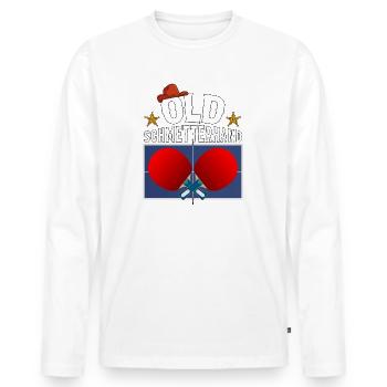 Old Schmetterhand Tischtennis Design - Männer Premium Bio Langarmshirt - Weiß - Vorne - Nico (187cm)