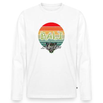 Bali - Indonesien - Männer Premium Bio Langarmshirt - Weiß - Vorne - Nico (187cm)