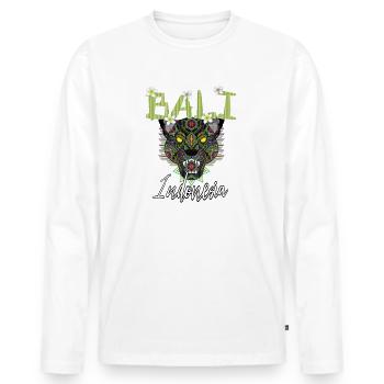 Bali - Indonesien - Männer Premium Bio Langarmshirt - Weiß - Vorne - Nico (187cm)
