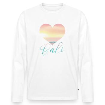 Bali - Indonesien - Männer Premium Bio Langarmshirt - Weiß - Vorne - Nico (187cm)