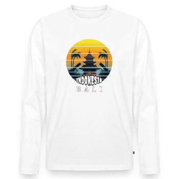 Bali - Indonesien - Männer Premium Bio Langarmshirt - Weiß - Vorne - Nico (187cm)