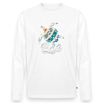 Bali - Indonésie - Tortue - T-shirt manches longues Premium bio Homme - blanc - Devant - Nico (187cm)