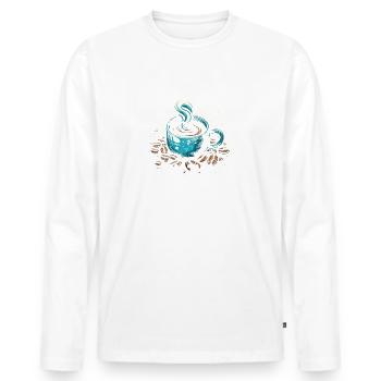 I take my coffee on the rocks - Männer Premium Bio Langarmshirt - Weiß - Vorne - Nico (187cm)