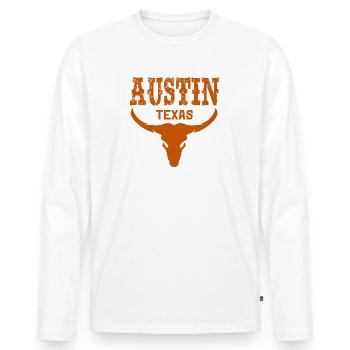 Austin, Texas - T-shirt manches longues Premium bio Homme - blanc - Devant - Nico (187cm)