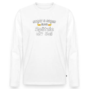 Stark & Groß with spaetzle with sauce - Men's Premium Organic Long Sleeve Shirt - white - Front - Nico (187cm)