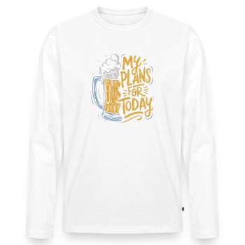 Bier - meine Pläne für heute - Männer Premium Bio Langarmshirt - Weiß - Vorne - Nico (187cm)