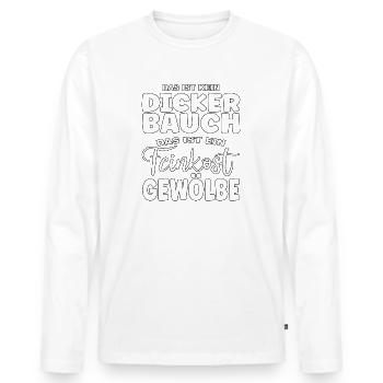 Das ist kein Bauch, das ist ein Feinkostgewölbe - Männer Premium Bio Langarmshirt - Weiß - Vorne - Nico (187cm)