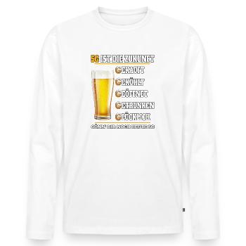 5G ist die Zukunft Bier - Männer Premium Bio Langarmshirt - Weiß - Vorne - Nico (187cm)
