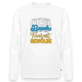 Ce n’est pas un ventre, c’est une voûte d’épicerie fine - T-shirt manches longues Premium bio Homme - blanc - Devant - Nico (187cm)