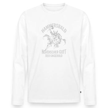 Hammersbald – Nordischer Gott der Ungeduld - Männer Premium Bio Langarmshirt - Weiß - Vorne - Nico (187cm)