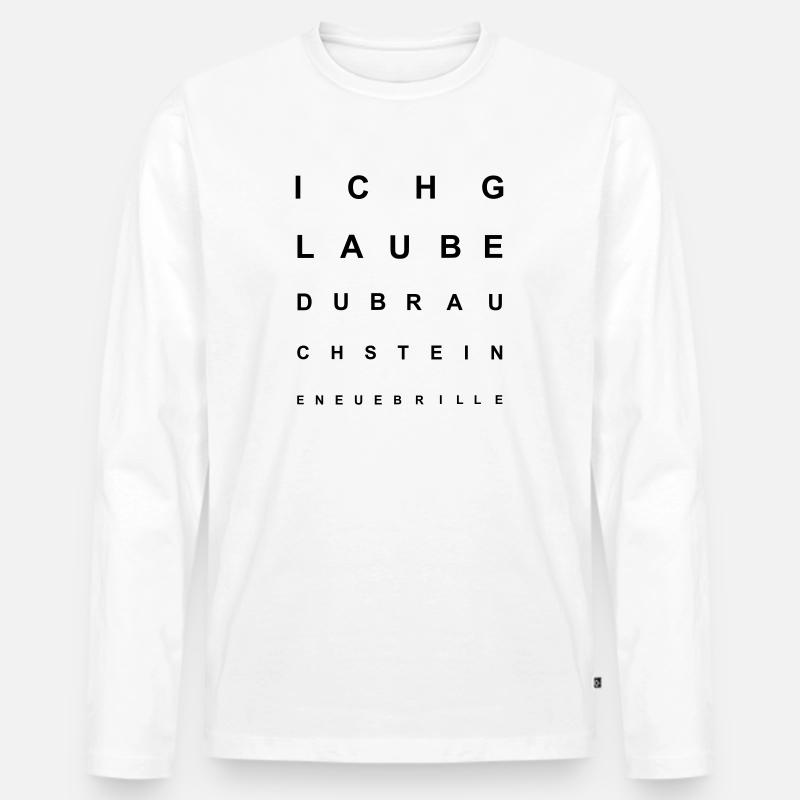 Sehtest / Kurzsichtig - Männer Premium Bio Langarmshirt - Weiß