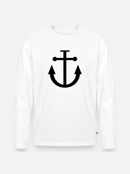 anker - Männer Premium Bio Langarmshirt - Weiß