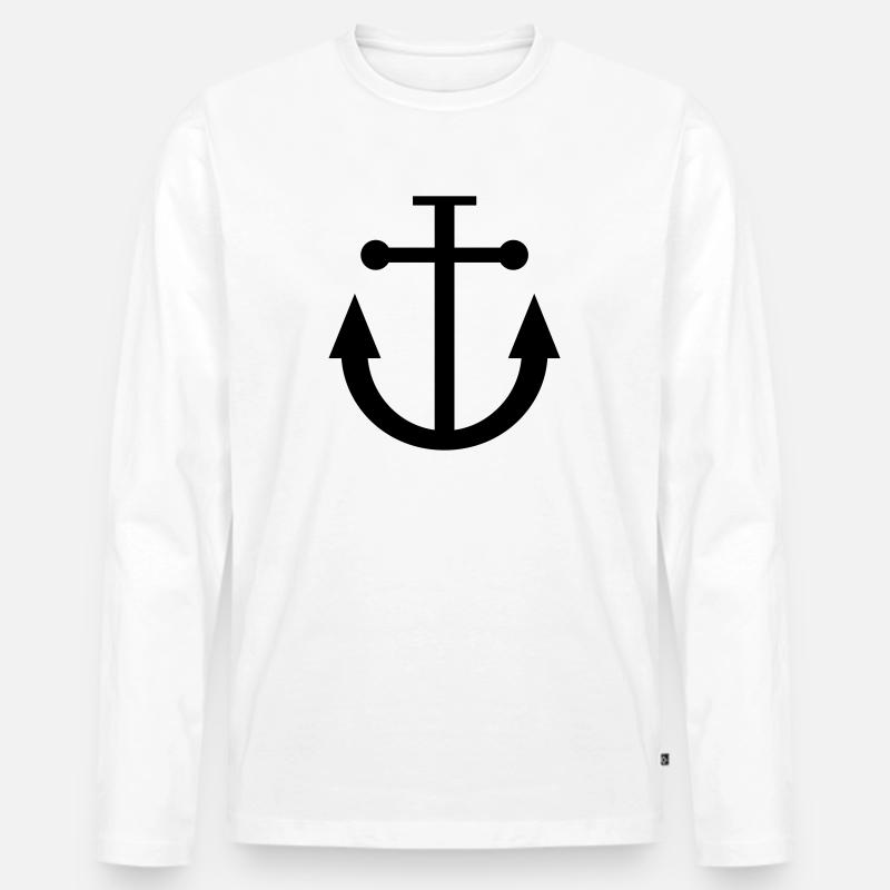 anker - Männer Premium Bio Langarmshirt - Weiß