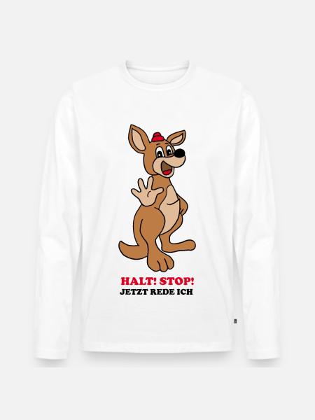 Känguru - Männer Premium Bio Langarmshirt - Weiß