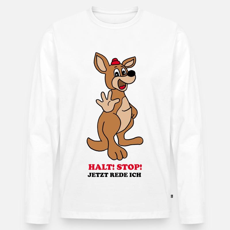 Känguru - Männer Premium Bio Langarmshirt - Weiß
