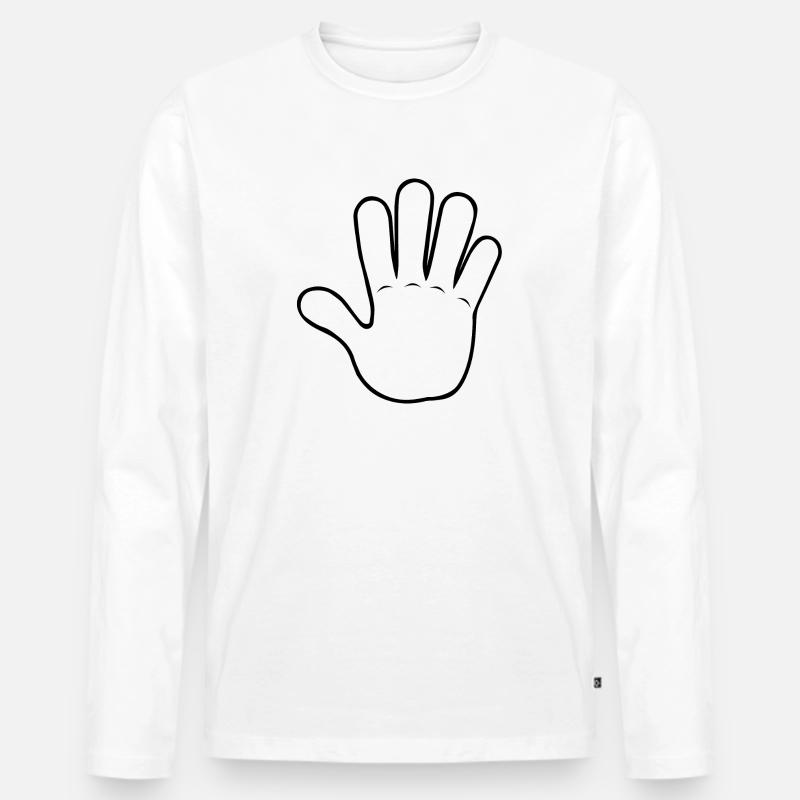 Hand Gimme 5 | Black/White - Männer Premium Bio Langarmshirt - Weiß