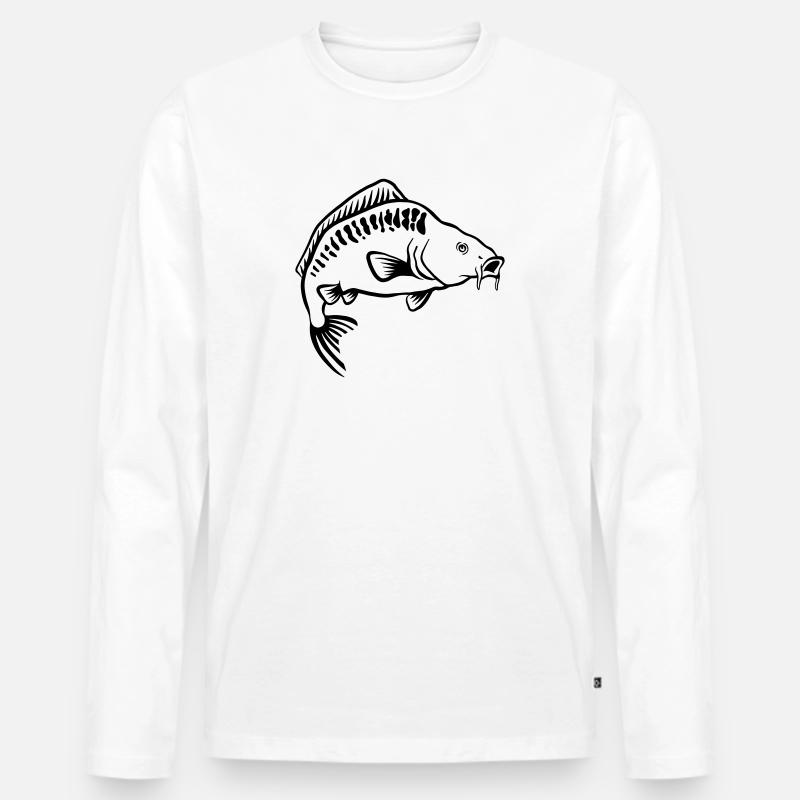 Karpfen - Männer Premium Bio Langarmshirt - Weiß
