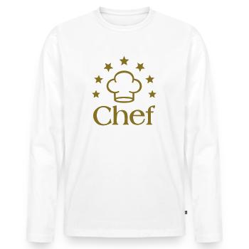 Sterne Koch Chef Kochmütze kochen Küchenchef - Männer Premium Bio Langarmshirt - Weiß - Vorne - Nico (187cm)