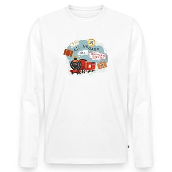 Harry Potter Hogwarts Express All Aboard - Men's Premium Organic Long Sleeve Shirt - white - Front - Nico (187cm)