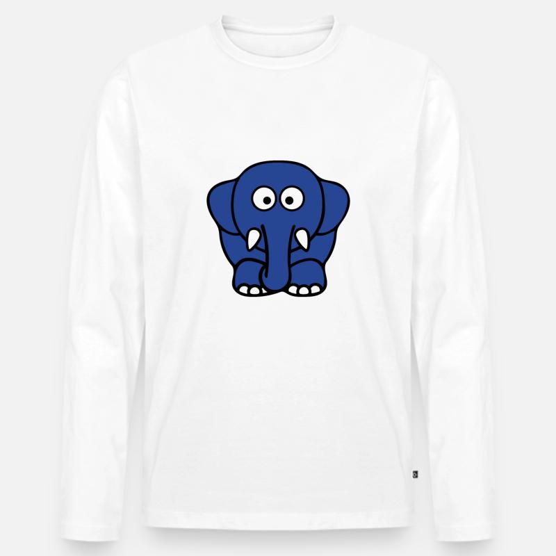 Blauer Elefant - Männer Premium Bio Langarmshirt - Weiß