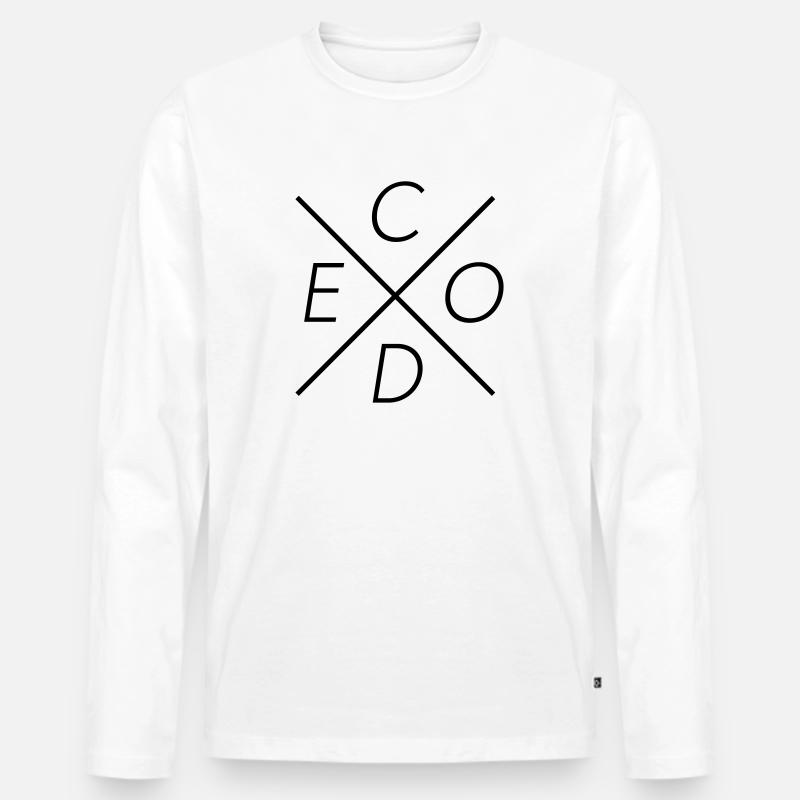 code - Männer Premium Bio Langarmshirt - Weiß