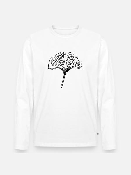 Gingko - Männer Premium Bio Langarmshirt - Weiß