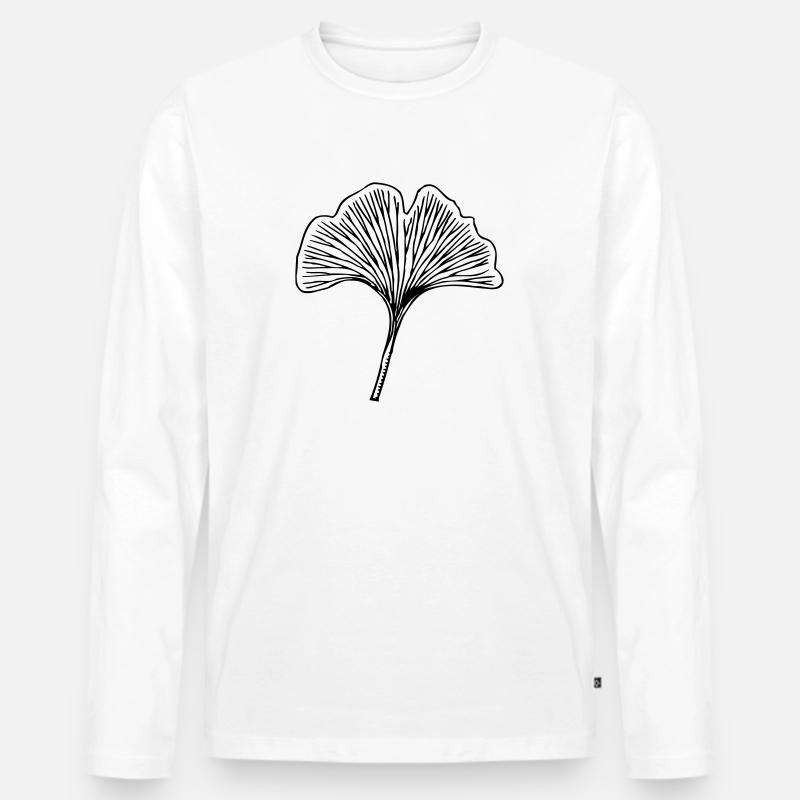 Gingko - Männer Premium Bio Langarmshirt - Weiß