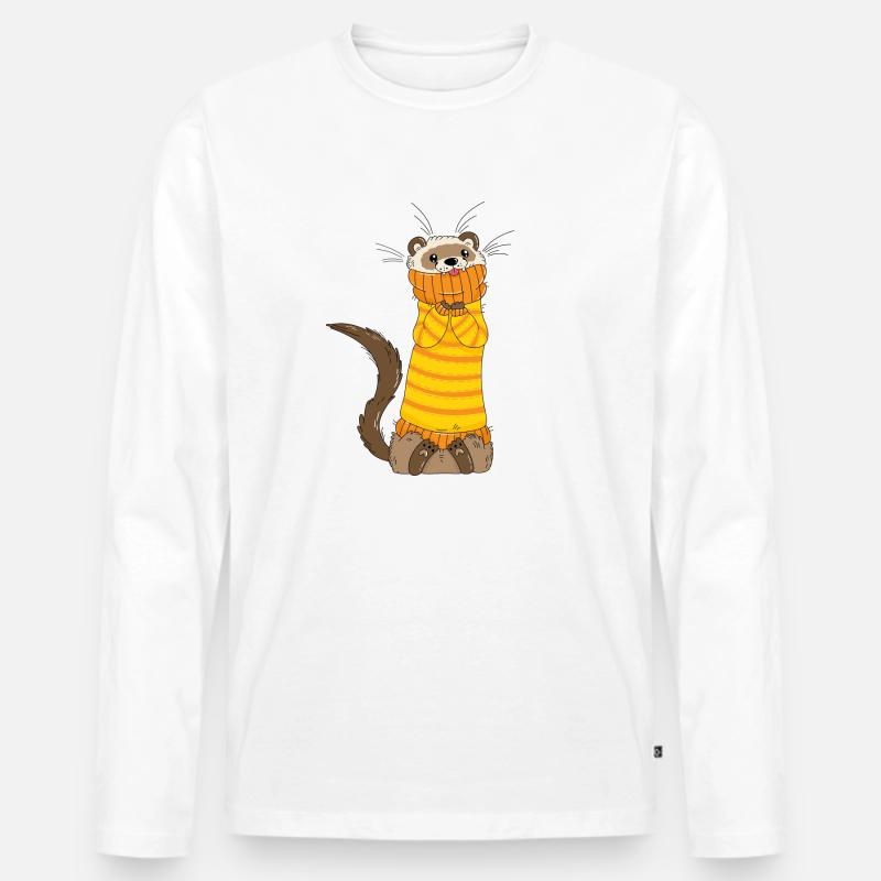 Frettchen - Männer Premium Bio Langarmshirt - Weiß