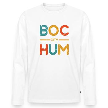 Bochum Vintage City - Männer Premium Bio Langarmshirt - Weiß - Vorne - Nico (187cm)
