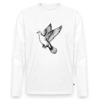 Dove of Peace – Vintage Bird Drawing - Men's Premium Organic Long Sleeve Shirt - white - Front - Nico (187cm)