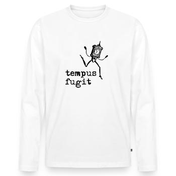 tempus fugit - Le temps s'enfuit - T-shirt manches longues Premium bio Homme - blanc - Devant - Nico (187cm)