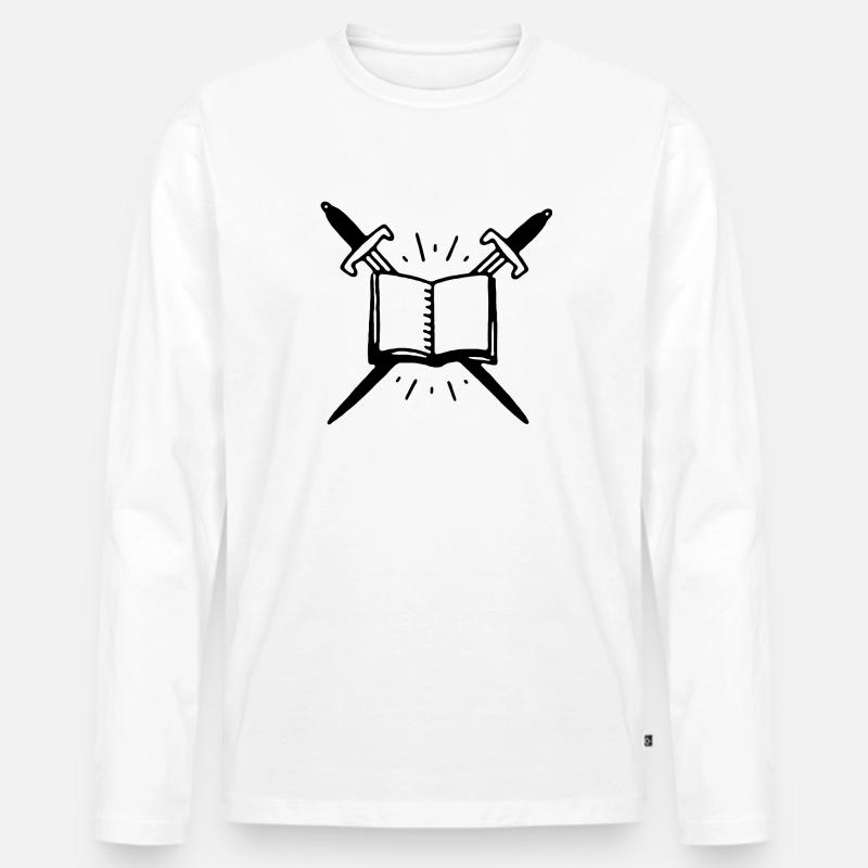 Buch - Männer Premium Bio Langarmshirt - Weiß