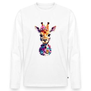 Giraffe V1 24 06 - Männer Premium Bio Langarmshirt - Weiß - Vorne - Nico (187cm)