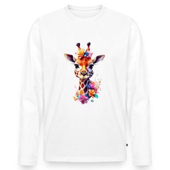 Giraffe V1 24 20 - Männer Premium Bio Langarmshirt - Weiß - Vorne - Nico (187cm)