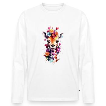 Giraffe V1 24 03 - Männer Premium Bio Langarmshirt - Weiß - Vorne - Nico (187cm)