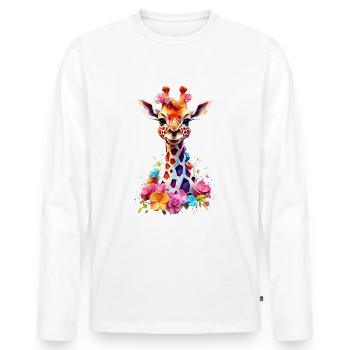 Giraffe V1 24 02 - Männer Premium Bio Langarmshirt - Weiß - Vorne - Nico (187cm)