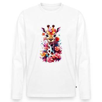 Giraffe V1 24 17 - Männer Premium Bio Langarmshirt - Weiß - Vorne - Nico (187cm)